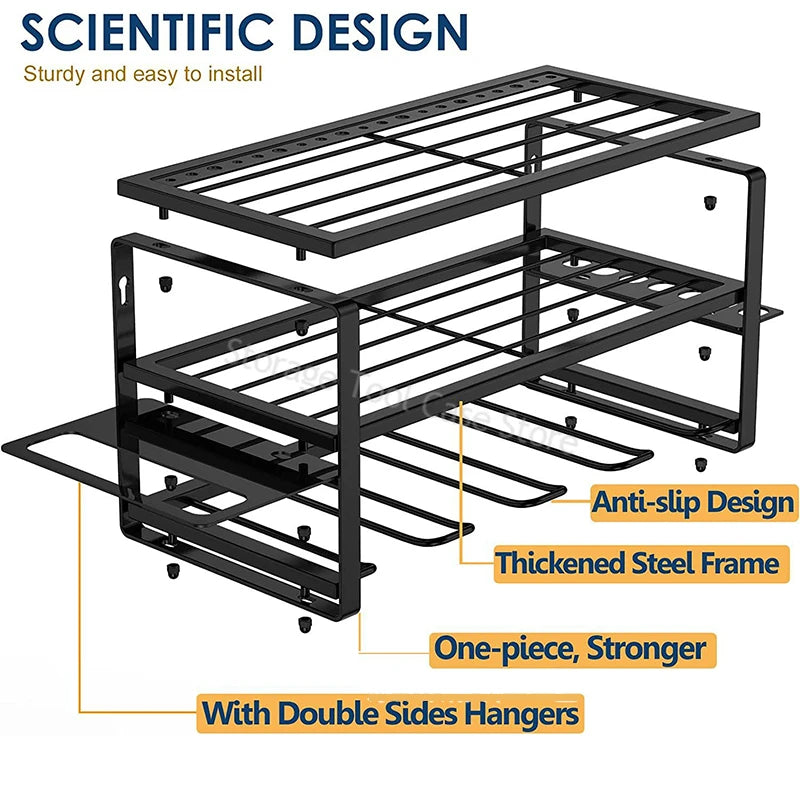 Power Tool Organizer Rack Wall Mount Tool Cabinet Electric Drill Holder Heavy Metal Tool Shelf Storage Rack for Workshop Garage