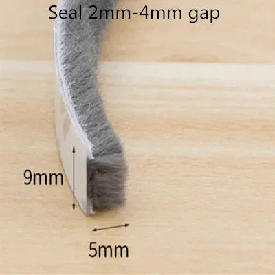 10/5Meters Brush Strip Self Adhesive Door Window Sealing Strip Home Door Window Sound Insulation Seal Film Door Weather Strip
