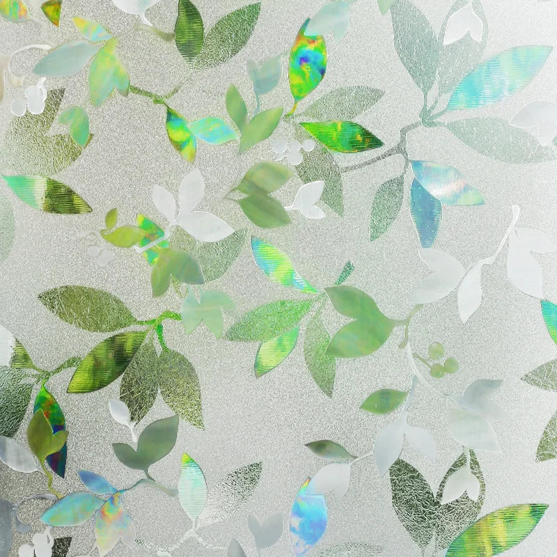 Privacy Window Film Rainbow Window Cling 3D Decorative Window Vinyl Stained Glass Window Covering Non-Adhesive Film Sun UV