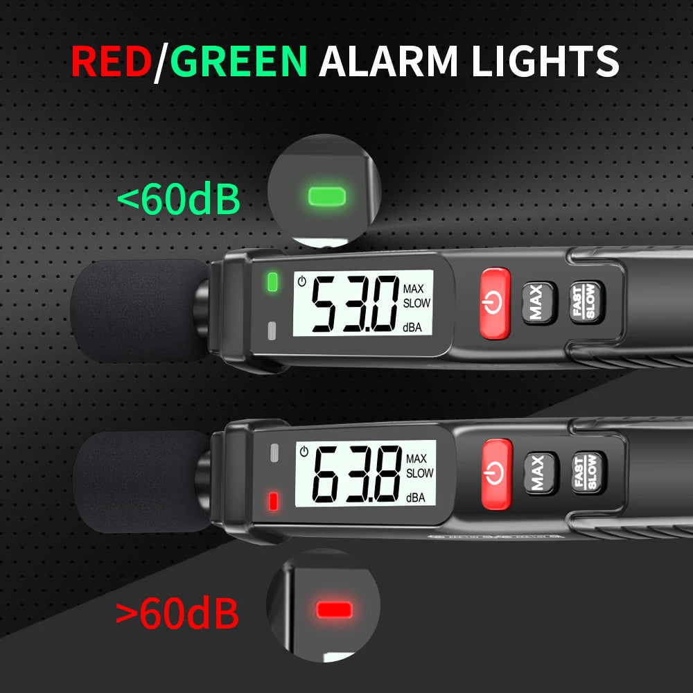 MASTFUYI Noise Meter Sound Level Meter A Weighted 30dB to 130dB Fast Response Audio Noise Meter Maximum display Decibel counter