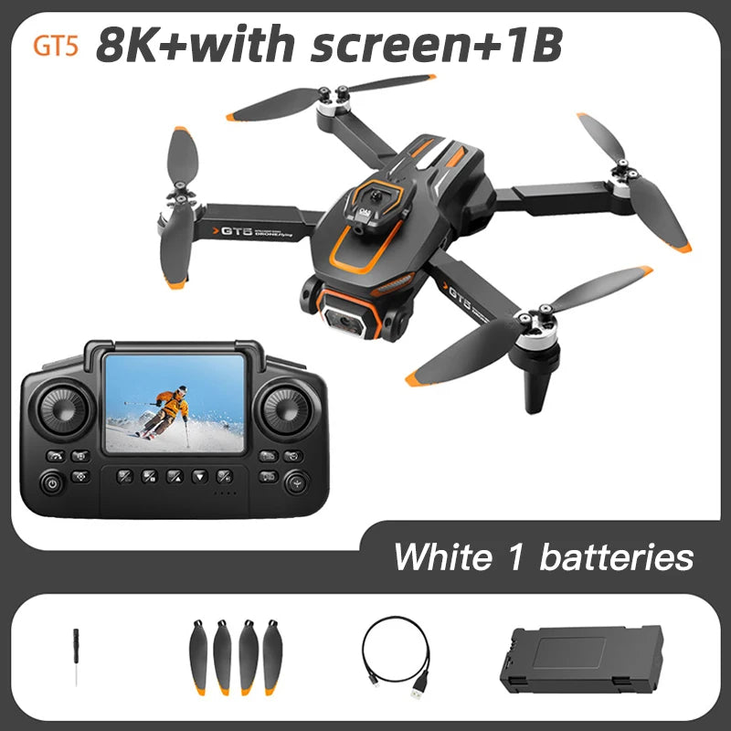 Lenovo GT5 Mini Drone 4K Professional 8K HD Camera RC with screen Brushless Optical flow Quadcopter Obstacle Avoidance toy