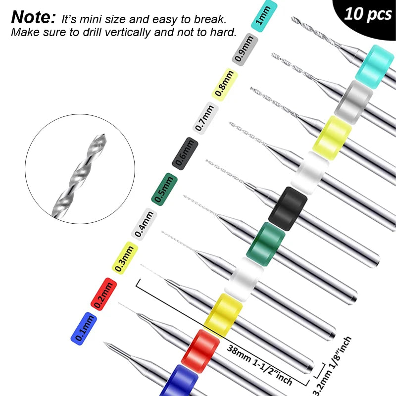 Micro Mini Pin Vise Hand Drill Twist Bit PCB Set Rotary Tool For DIY Craft Carving Resin Polymer Clay Plastic Jewelry Making