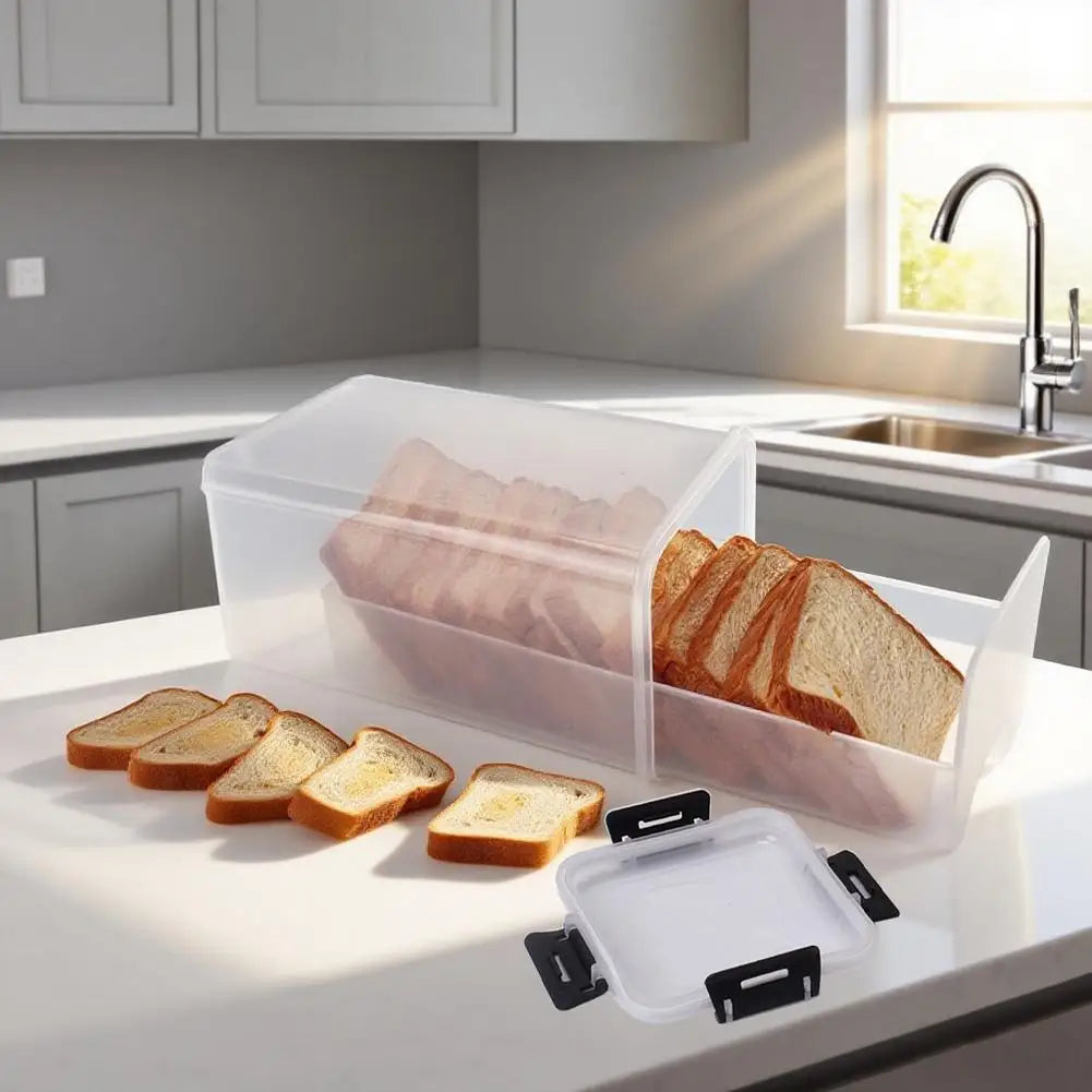 Drawer Type Bread Storage Box Toast Dispenser Case Sealed Moisture-Proof Loaf Holder Kitchen Organizer Large Capacity Bin Clear