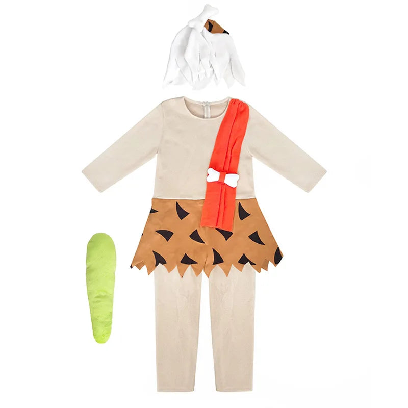 2025 New Arrival Unisex Boys Little Bam Bam Halloween Fancy Dress Up Kids Flint Stone Costume Pink Girls Pebble Costume