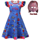 Kids Chucky Clothing for Boy Girl Long T Shirt Pants Dress Free Mask Ghost Dolls Cosplay Pyjamas Carnival Party Outfit Xmas Gift