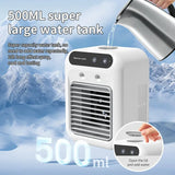 Portable mini desktop air conditioner fan, low noise, powerful humidifier and cooling function, USB charging, transparent design