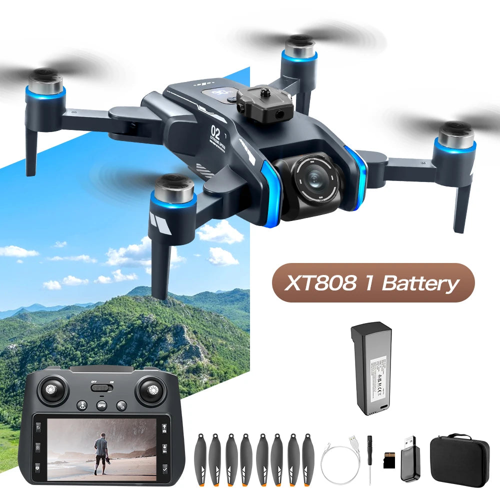 XT808 GPS Rc Drone 5G Professional 8K HD Aerial Dual Camera Omnidirectional Screen Laser Obstacle Avoidance FPV Dron 15000M