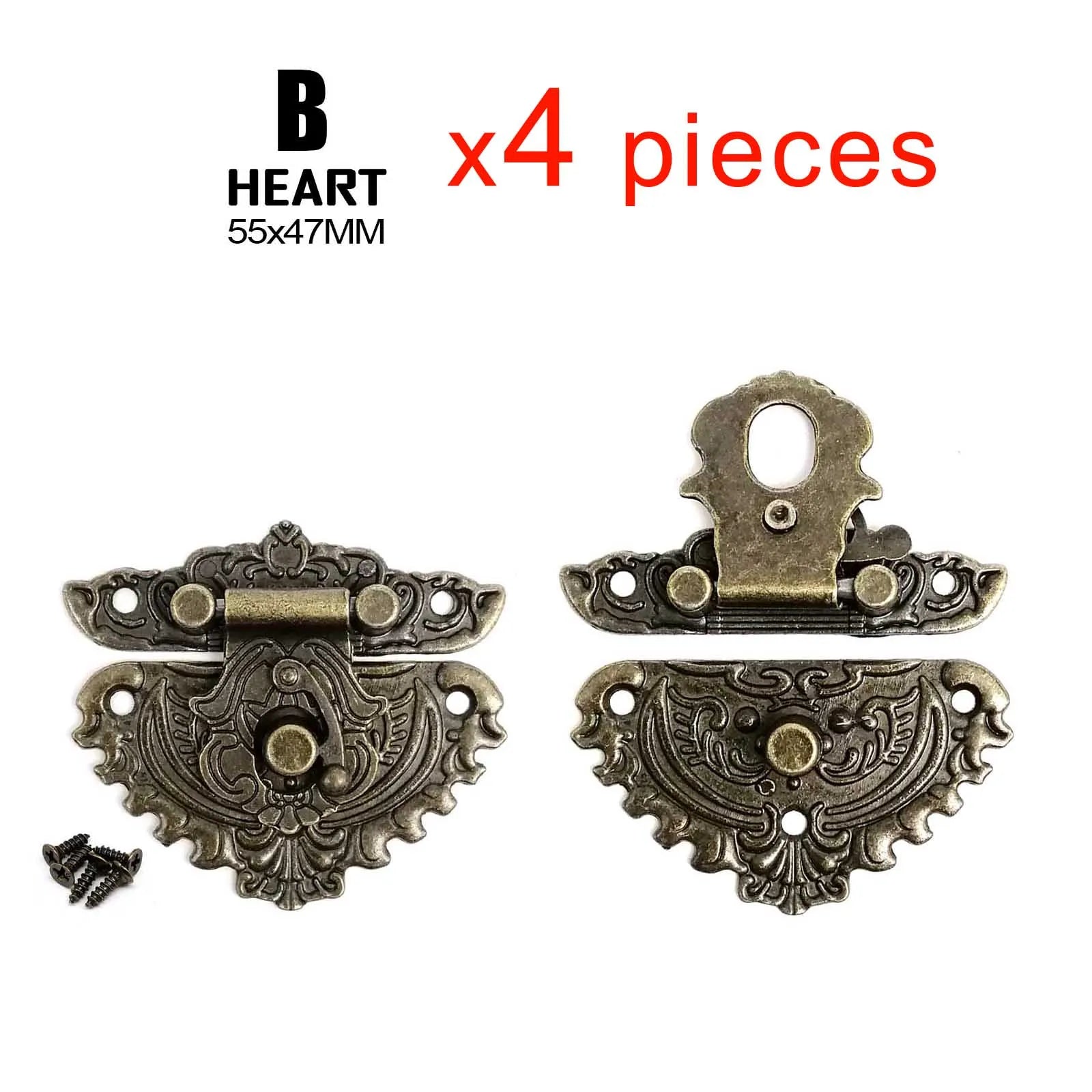 1/2/4pcs Retro Vintage Antique Brass Bronze Decorative DIY Wooden Jewelry Chest Toggle Wine Box Latch Gift Case Hasp Lock Clasp