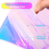 Holographic Clear Window Film Iridescent Dichroic Vinyl Decorative Glass Sticker Self-Adhesive Rainbow Cellophane DIY Home Decor