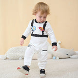 Umorden Cotton Baby Astronaut Costume Jumpsuit Infant Boys Girls 0-3M 3-6M 6-12M 12-18M Spring Autumn Birthday Fancy Dress White