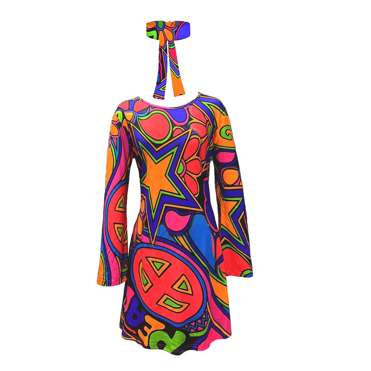 Hippie Costumes with Scarf for Women Male Carnival Halloween Vintage 70s 80s Rock Disco Cosplay Outfits Party Fantasia Dress Up