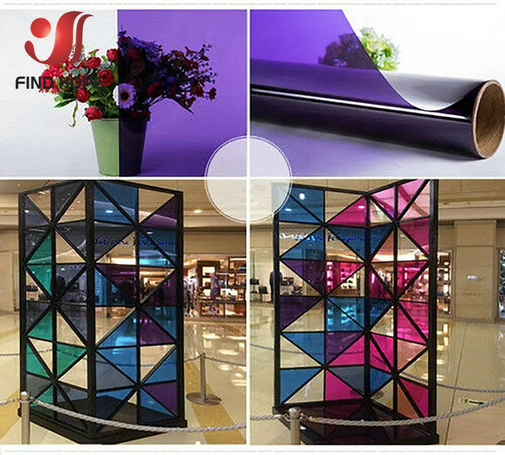 Transparent Window Film Multicolor Solar Tint Self Adhesive Stain Glass Decor Vinyl Roll DIY A4 20/40*120CM