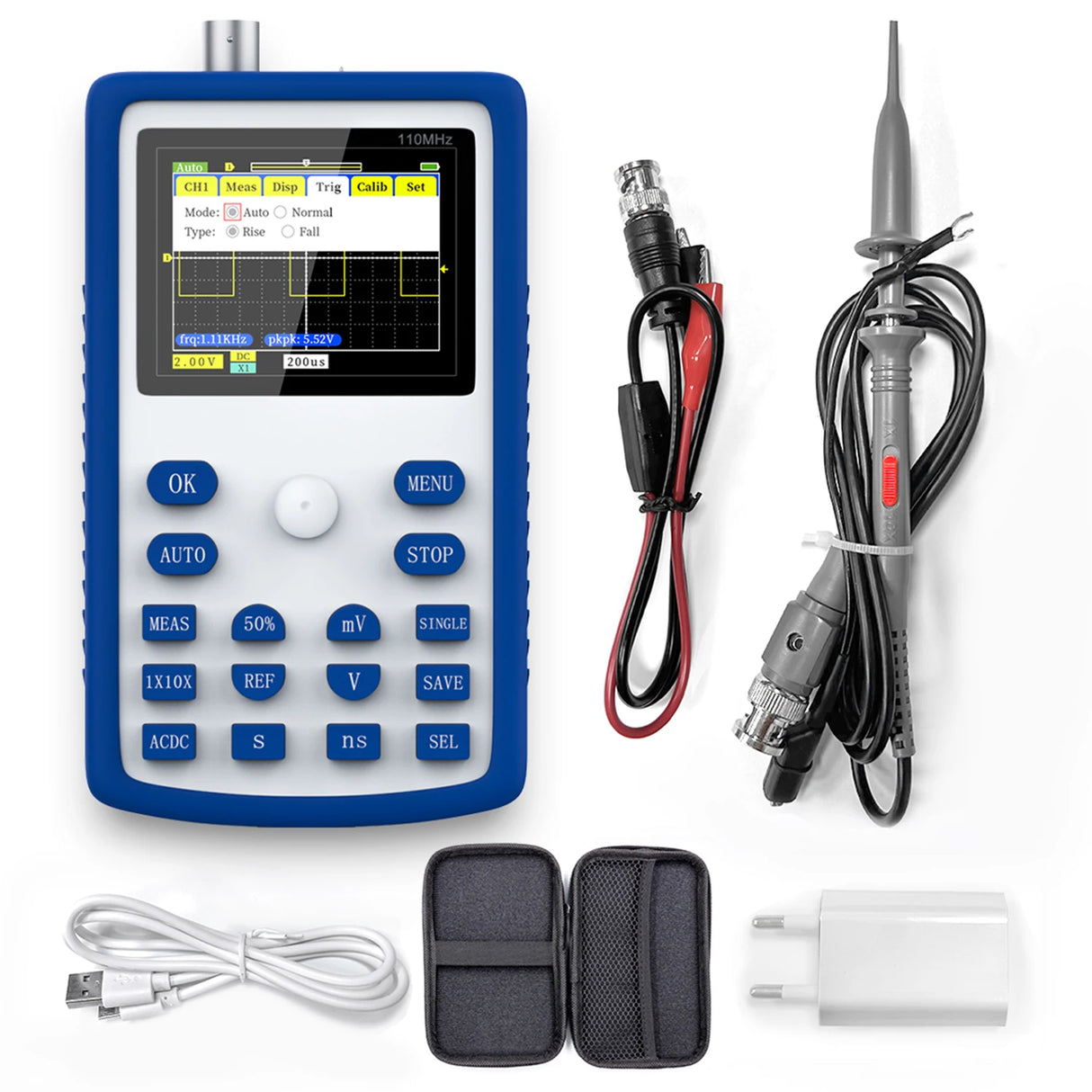 FNIRSI 1C15 Professional Digital Oscilloscope 110MHz Analog Bandwidth 500MS/s Sampling Rate Supports 1Khz Square Wave 400V