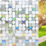 Privacy Window Film Rainbow Window Cling 3D Decorative Window Vinyl Stained Glass Window Covering Non-Adhesive Film Sun UV