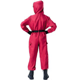 TV game red jumpsuit set (gloves+camisole+jumpsuit) - breathable role-playing set for men and women's role-playing party wear