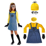 Family Little Yellow Men Cosplay Costume Set Adult Yellow Shirt Blue Overalls Halloween Carnival Party Role Play Outfit