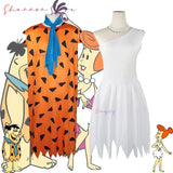 ❤️❤️❤️Womens Wilma Flintstone Adult Costume Men's The Flintstone's Barney Rubble Costume Party Supplie Caveman Costume❤️⭐️❤️