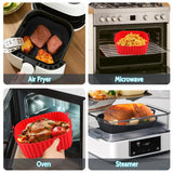 21cm Silicone Air Fryer Liners Square Non Stick Reusable Basket for Pizza Roasting Baking Easy Clean Heat Resistant Accessories