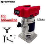 For Milwaukee 18V Battery Electric Trimmer Brushless Woodworking Trimming Machine Wood Router Milling Engraving Slotting Tool