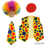 Clown Costume -  Nose Wig Bow Tie Shoes Headband Gloves Hat Stockings and Vest Dress Up Cosplay Props Accessories