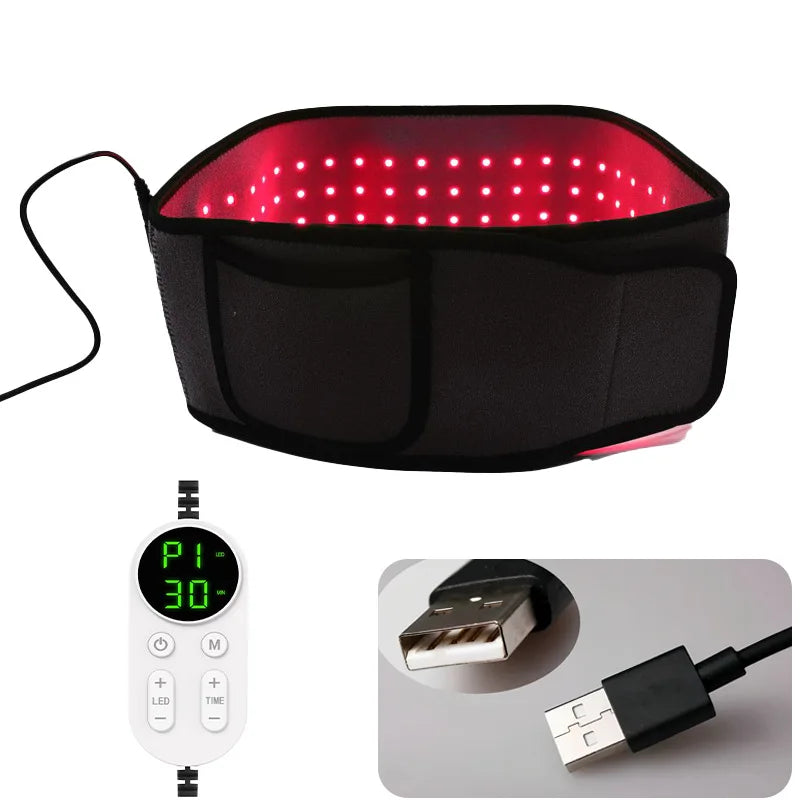 Red ＆Infrared LED Light Therapy Belt 850nm 660nm Back Pain Relief Wrap Burn Fat Wrap Slimming Machine Waist Heat Pad Full Body