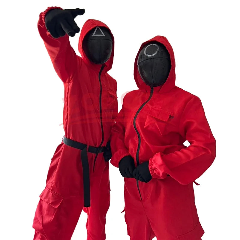 TV Game Red Calamari Game Jumpsuit Cosplay Party Tracksuit Outfits Mask Props Role Play Classic Costume