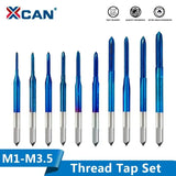 XCAN Thread Tap 10pcs M1-M3.5 HSS Metric Plug Tap Screw Tap Drill with Adjustable Tap Wrench Nano Blue Coated Machine Tap