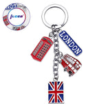 British Union Flag Keychain London Bus Souvenirs Uk Flag Travel Phone Box Metal Key Rings Promotional Gift For