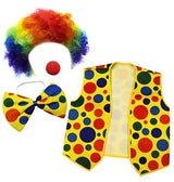 Clown Costume -  Nose Wig Bow Tie Shoes Headband Gloves Hat Stockings and Vest Dress Up Cosplay Props Accessories