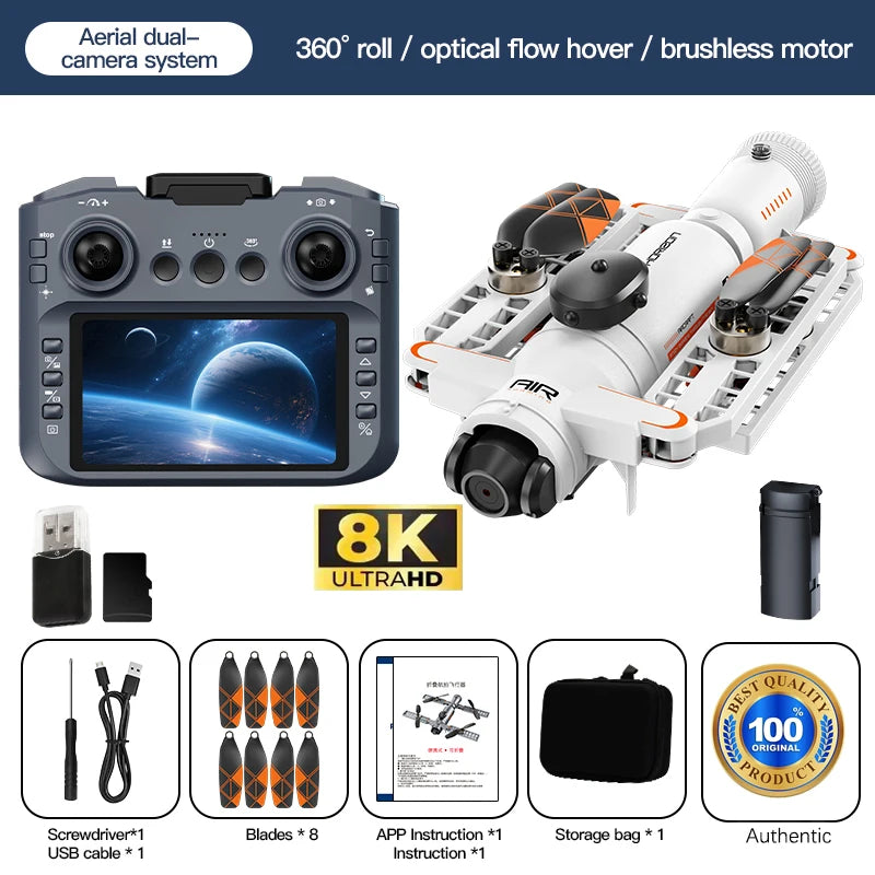 New AE22 Spray Drone 8K Professional HD 180° Dual Cameras Brushless Motors Infrared Obstacle Avoidance Foldable Quadcopter Toys