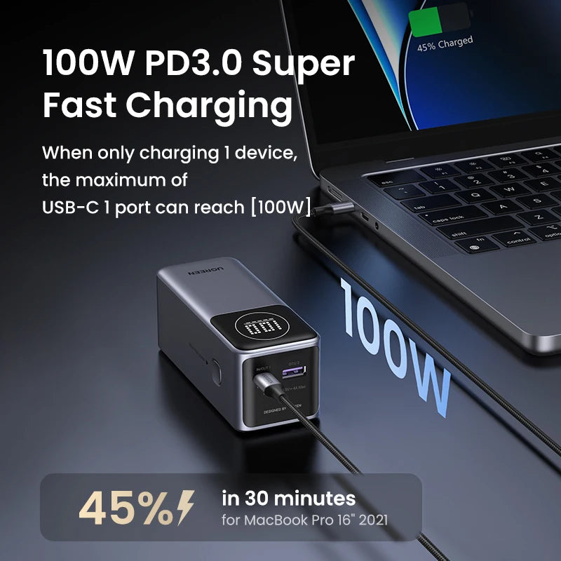UGREEN 12000mAh portable power bank 100W fast charging
