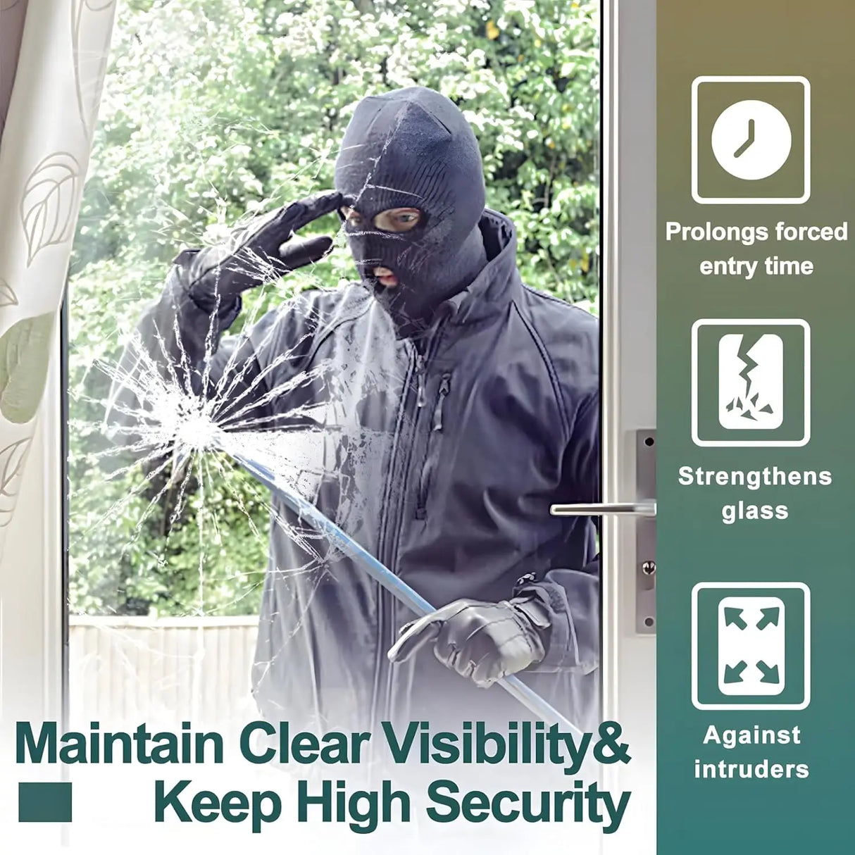 Clear Security and Safety Window Film Shatterproof Film for Glass Windows Anti Shatter Tempered Glass Cover Clings Film for Home