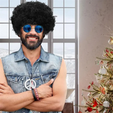 Hippie Funny Costume Set Funky Afro Wig Sunglasses Necklace For 50s 60s 70s Theme Party Men 80s Style Party Clothes Accessories