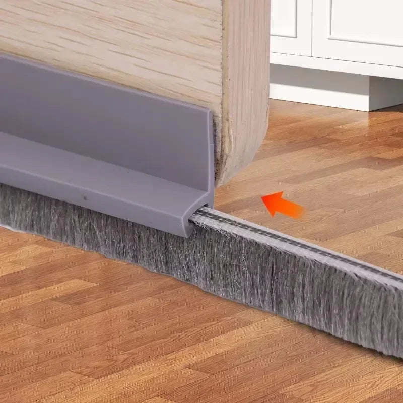 3/2/1M Door Bottom Brush Seal Strip with Brush Dust Prevent Rubber Blocker Insect Proof Household Self Adhesive Seal Strips