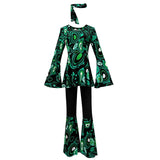 Women 60s 70s Outfits Hippie Costume Set Disco Outfit Dress Boho Flared Pants Hippie Shirt Headband