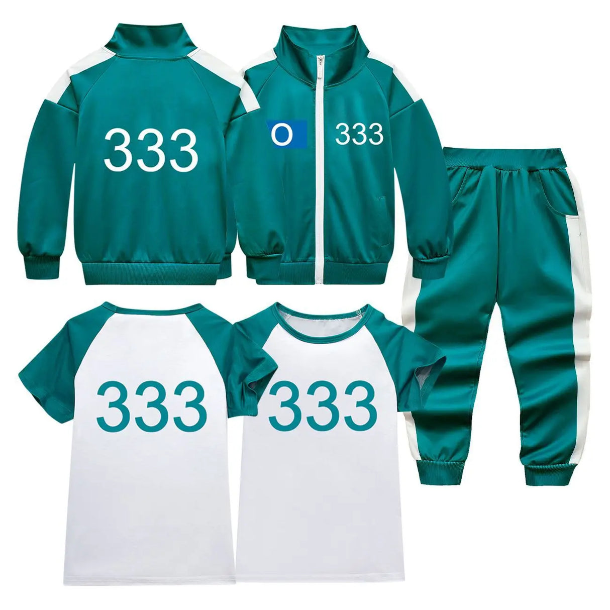 Customized Kids Calamarii Games 2 Costume Korea Boys Girls Green Sportswear Sweatshirt X456 O230 for Team Carnival Party Outfits
