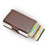 Antitheft Rfid Credit Card Holder Wallets Men Leather Aluminum Box Metal Male Purse Bag Small Cardholder Case Minimalist Wallet
