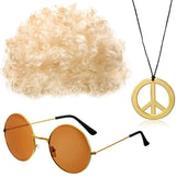 Hippie Funny Costume Set Funky Afro Wig Sunglasses Necklace For 50s 60s 70s Theme Party Men 80s Style Party Clothes Accessories