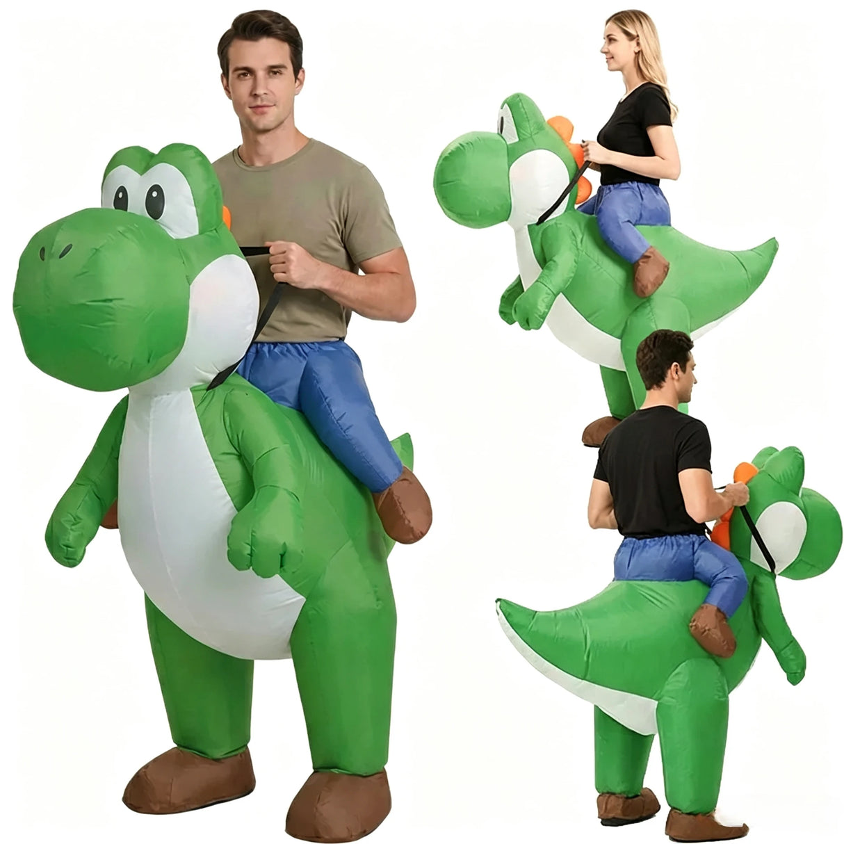 Funny Ride On Dinosaur Inflatable Costume Quick Inflation T-Rex Suit Halloween Carnival Party Fancy Dress Cosplay for Adults