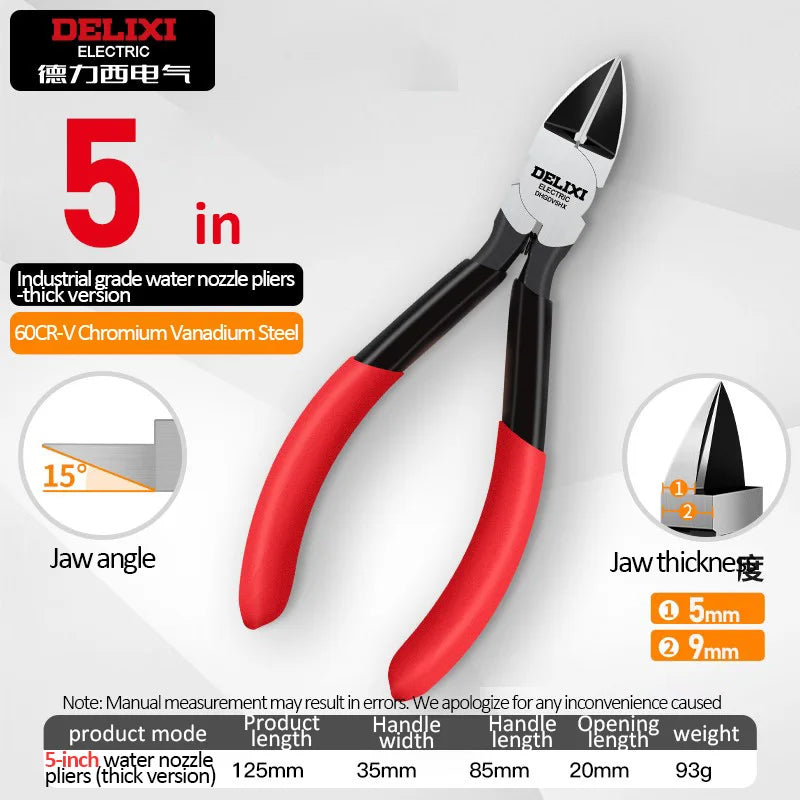 DELIXI ELECTRIC Nozzle Pliers  Electronic Pliers Industrial Scissors Diagonal Pliers，for CuttingMetalWireCablePlasticsWood