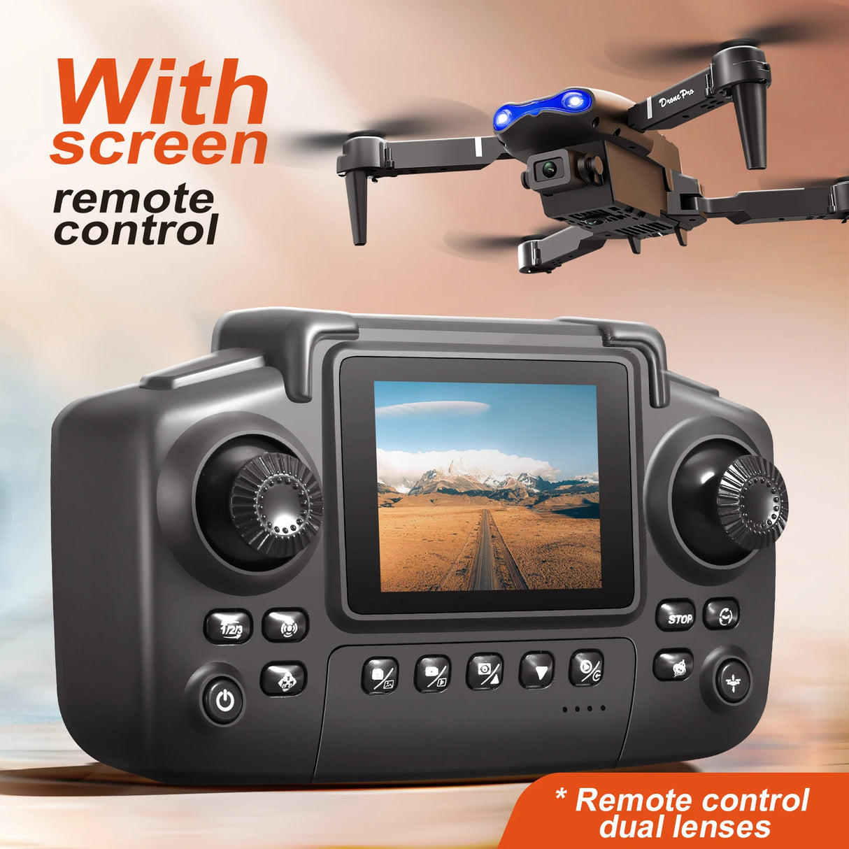 2026 E88 LED Mini Foldable Drones HD Dual Camera GPS Obstacle Avoidance Brushless Motor RC Quadcopter Toys Gifts