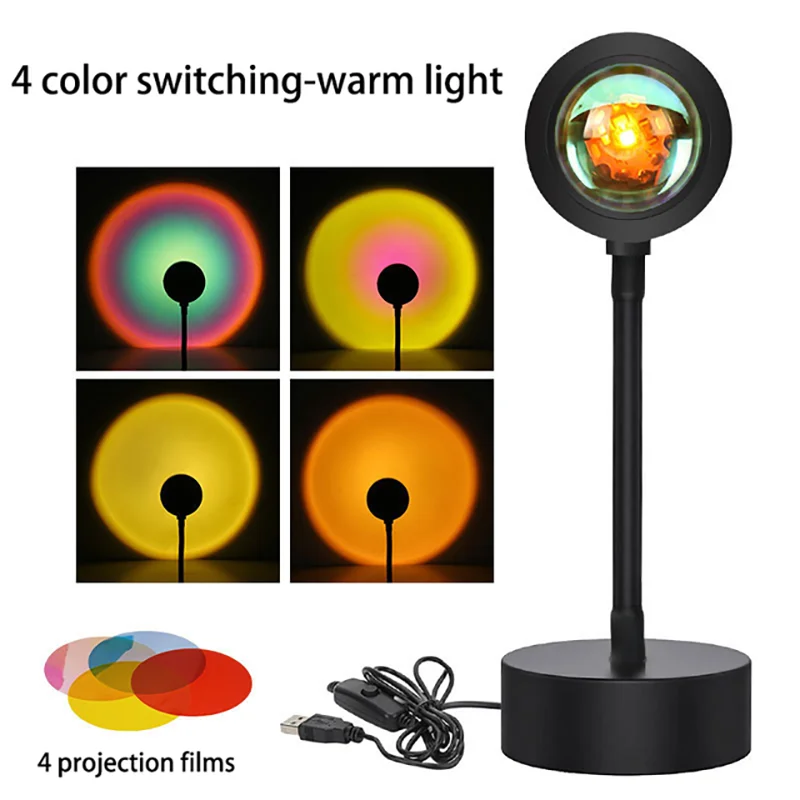 Sunset Projection LED Lamp,Art Deco Metal Crystal Night Light,USB Powered Energy Saving Sunset Lamp,Bedroom Living Room Decor