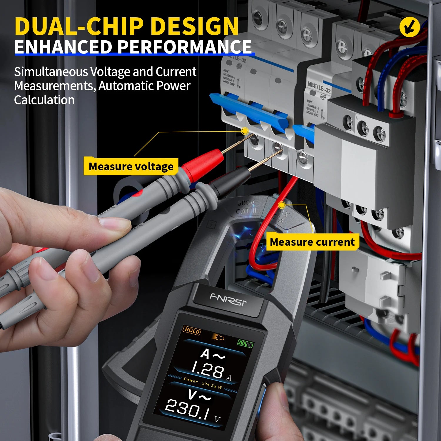 FNIRSI DMC-100 Clamp Meter 10000 Counts TRMS AC/DC Current Amperemeter Clamp 600A Digital Multimeter USB Charge Electrician Tool