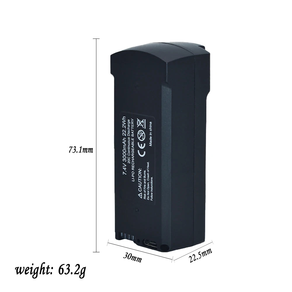 2Pcs V168 Pro Max original 7.4V 3000mAh Lipo Battery suitable for V168 V198 GPS 8K 3.7V 2000mAh drone charging backup battery