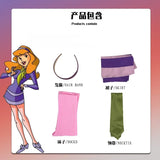 Hot Scoobys Doo Disguise Daphne Blake Cosplay Clothing Headband Cartoon Costume Women Role Play Fancy Dress Up Party Clothes