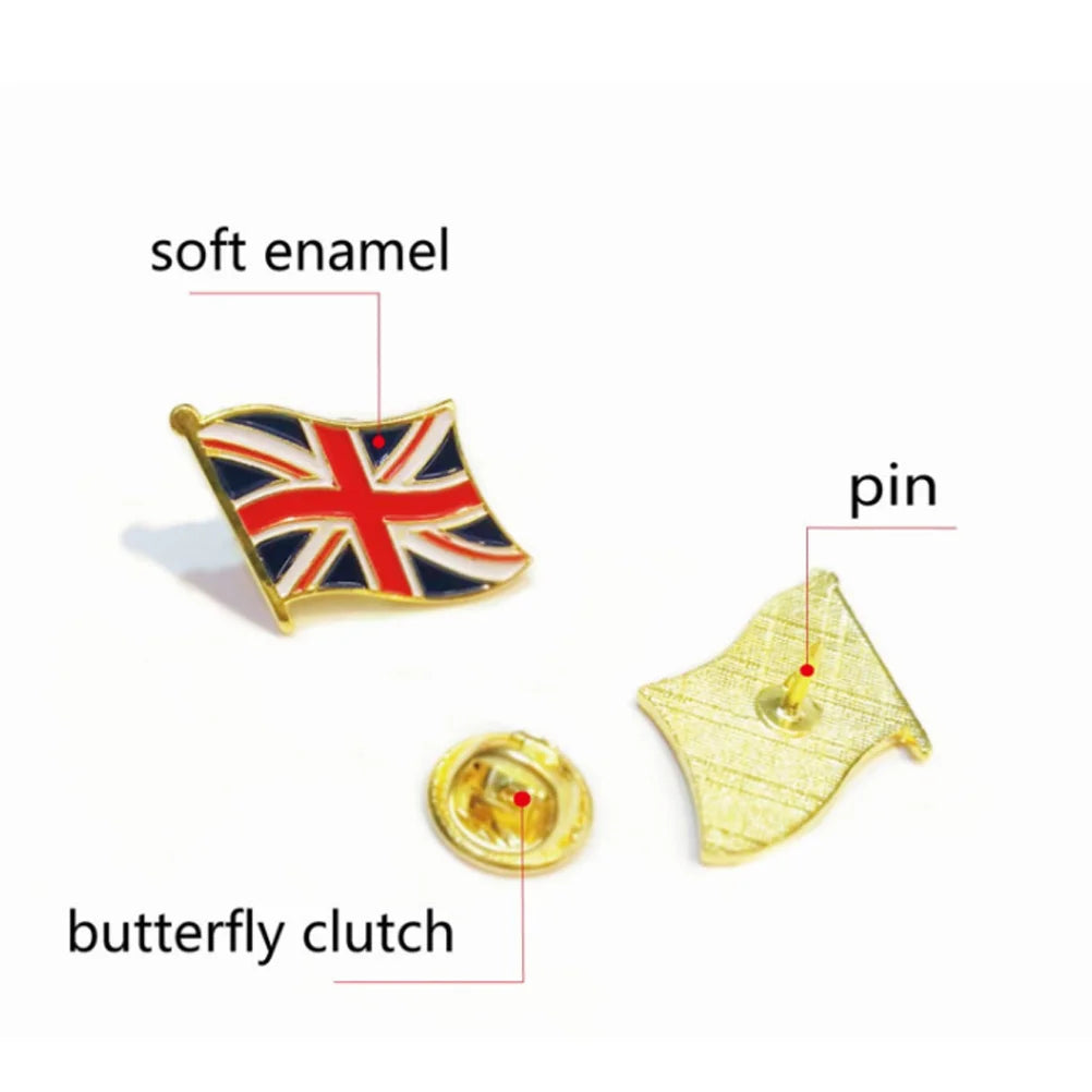10 Pcs Waving Union Flag Lapel Pin Brooch Personalized Paint British Badges