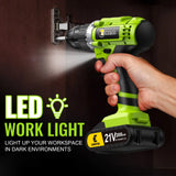 Conentool  Electric Screwdriver 21V Rechargeable Battery Cordless Drill Driver LED Work Light Electric Drill 45N.M 25 Torque Set