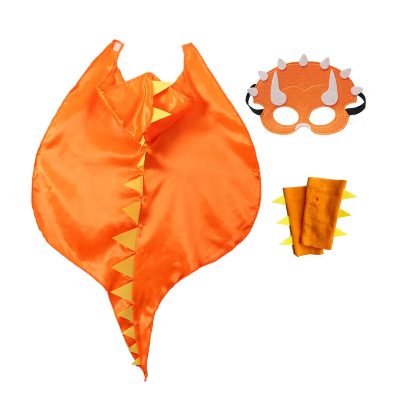 Halloween 6 Color Options Dinosaur Dragon Hooded Cape With Matching Mask Wristband For Cosplay Party Role Play Fancy Dress Cloak