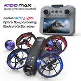 Hot K100 MAX Mini Drone Professional 4K HD Dual Camera Fpv Screen Optical Flow Drone Toys Quadcopter Brushless Dron Toy Gift New