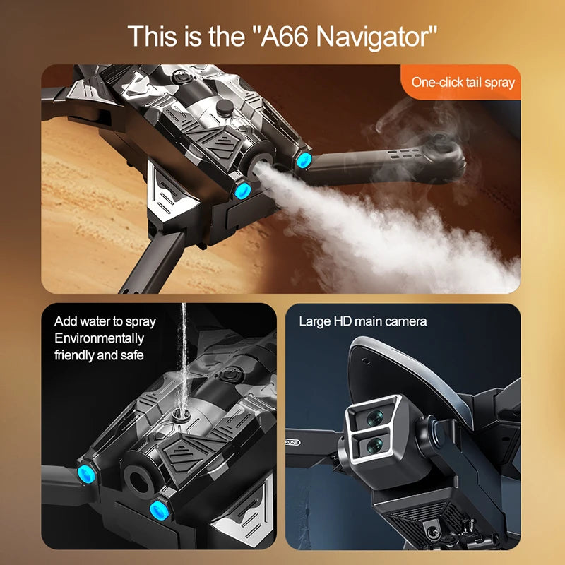 A66 Dual Lens Drone 8k High-definition Aerial Photography Obstacle Avoidance Aircraft Spray Remote Control Aircraft Toys